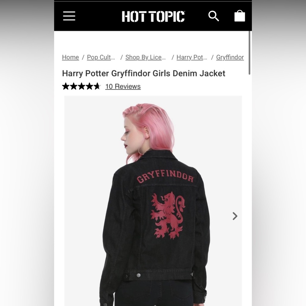 Harry Potter Gryffindor Girls Denim Jacket size Small NWT. Slight stretch